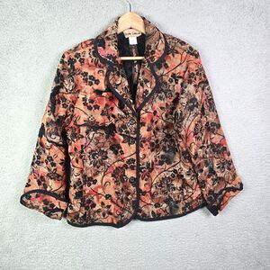 Brooke Coleman Floral Blazer Orange Black 16 Classic Workwear Jacket